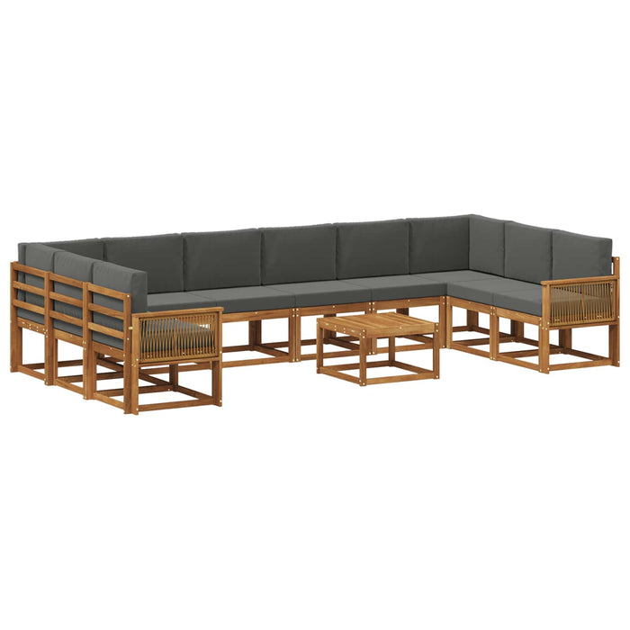 Set de canapele de exterior cu pernă 11 pcs Natural și Antracit WALTI