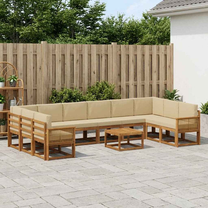Set de canapele de exterior cu pernă 11 pcs Natural și Bej WALTI