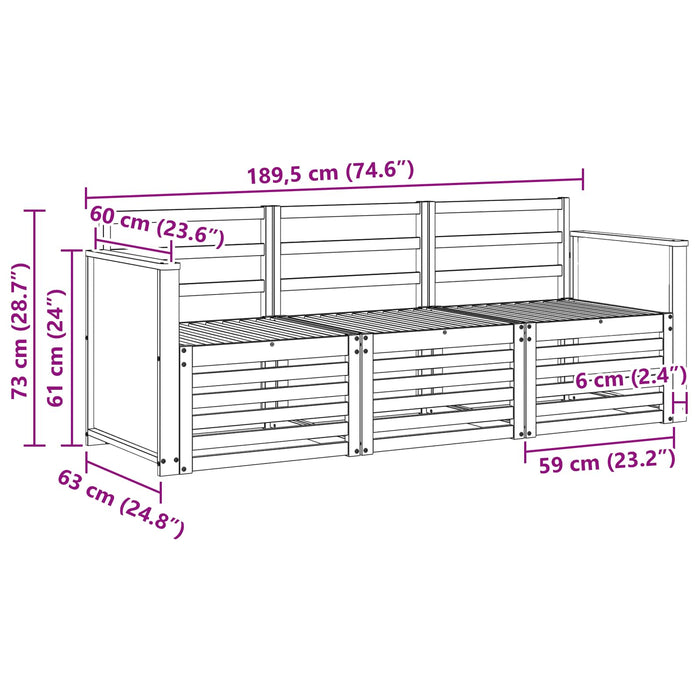 Seturi de canapele 3 pcs Lemn Solid de Acacia WALTI