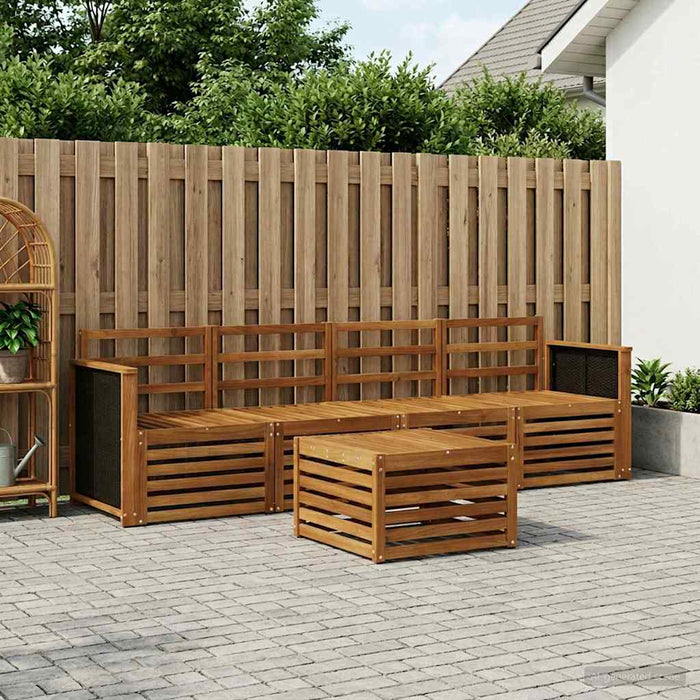 Set de canapele de exterior 5 pcs natural Lemn Solid de Acacia WALTI
