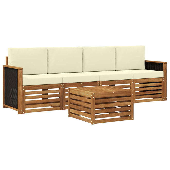 Set de canapele de exterior cu pernă 5 pcs Natural și Crem WALTI