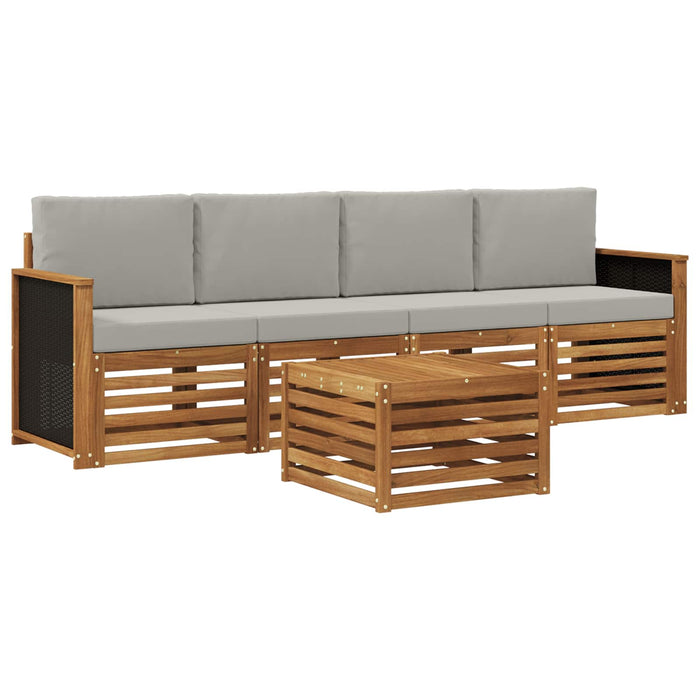 Set de canapele de exterior 5 pcs Natural și gri deschis WALTI