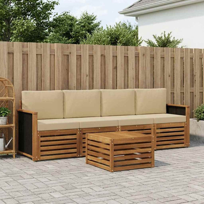 Set de canapele de exterior cu pernă 5 pcs Natural și Bej WALTI