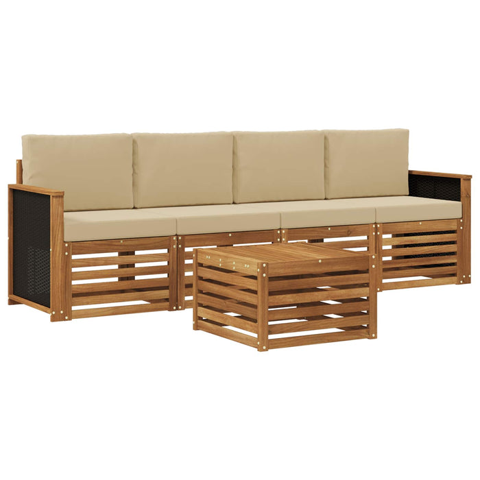 Set de canapele de exterior cu pernă 5 pcs Natural și Bej WALTI