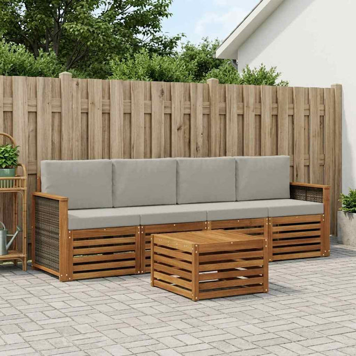 Set de canapele de exterior 5 pcs Natural și gri deschis WALTI