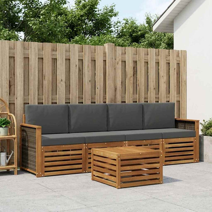 Set de canapele de exterior cu pernă 5 pcs Natural și Antracit WALTI