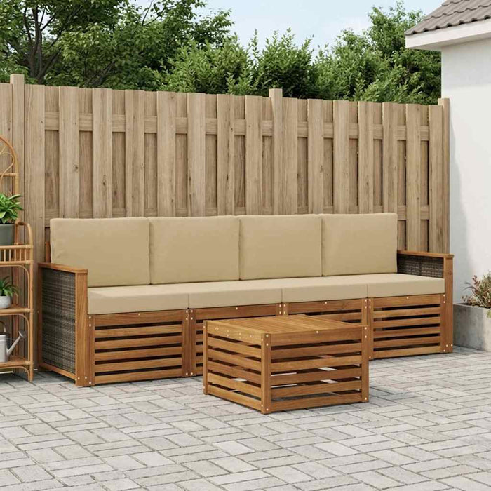 Set de canapele de exterior cu pernă 5 pcs Natural și Bej WALTI