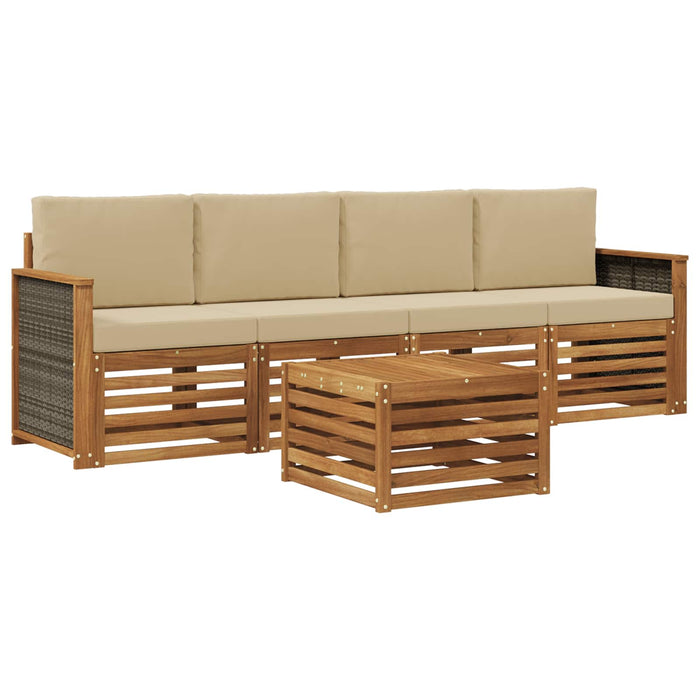 Set de canapele de exterior cu pernă 5 pcs Natural și Bej WALTI