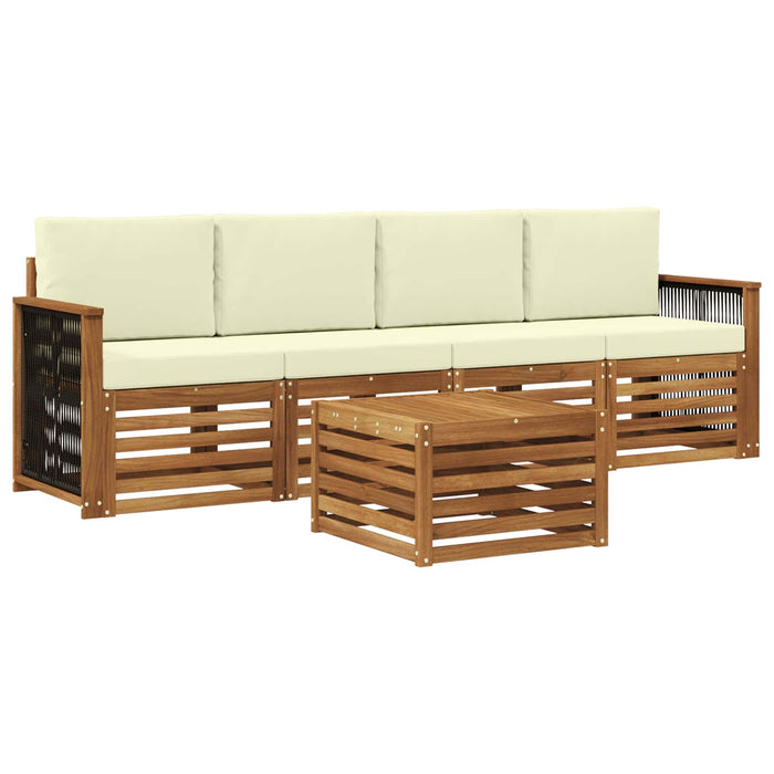 Set de canapele de exterior cu pernă 5 pcs Natural și Crem WALTI