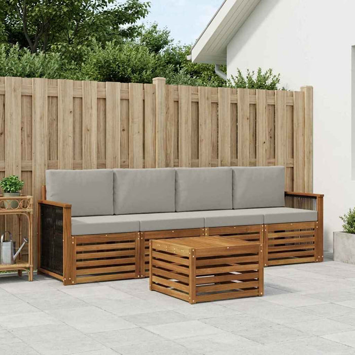 Set de canapele de exterior 5 pcs Natural și gri deschis WALTI