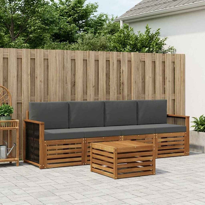 Set de canapele de exterior cu pernă 5 pcs Natural și Antracit WALTI