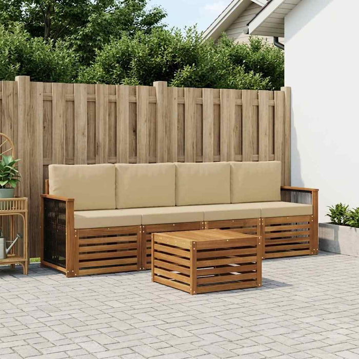 Set de canapele de exterior cu pernă 5 pcs Natural și Bej - WALTI WALTI