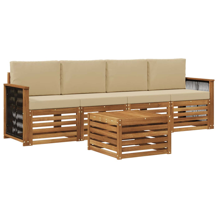 Set de canapele de exterior cu pernă 5 pcs Natural și Bej - WALTI WALTI