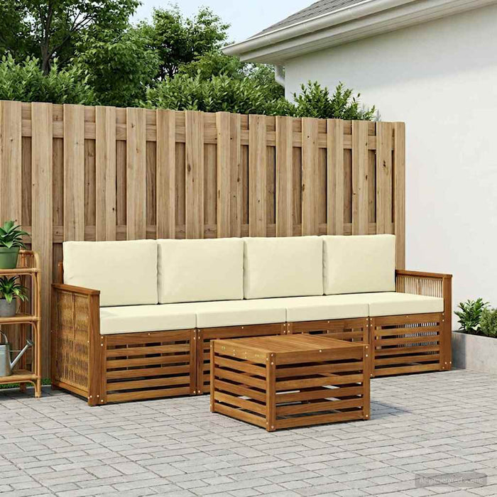 Set de canapele de exterior cu pernă 5 pcs Natural și Crem WALTI