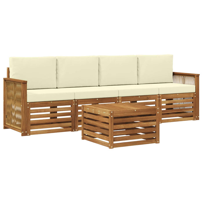 Set de canapele de exterior cu pernă 5 pcs Natural și Crem WALTI
