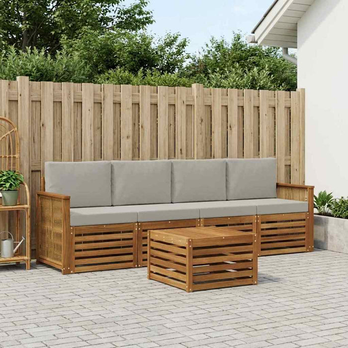 Set de canapele de exterior 5 pcs Natural și gri deschis WALTI