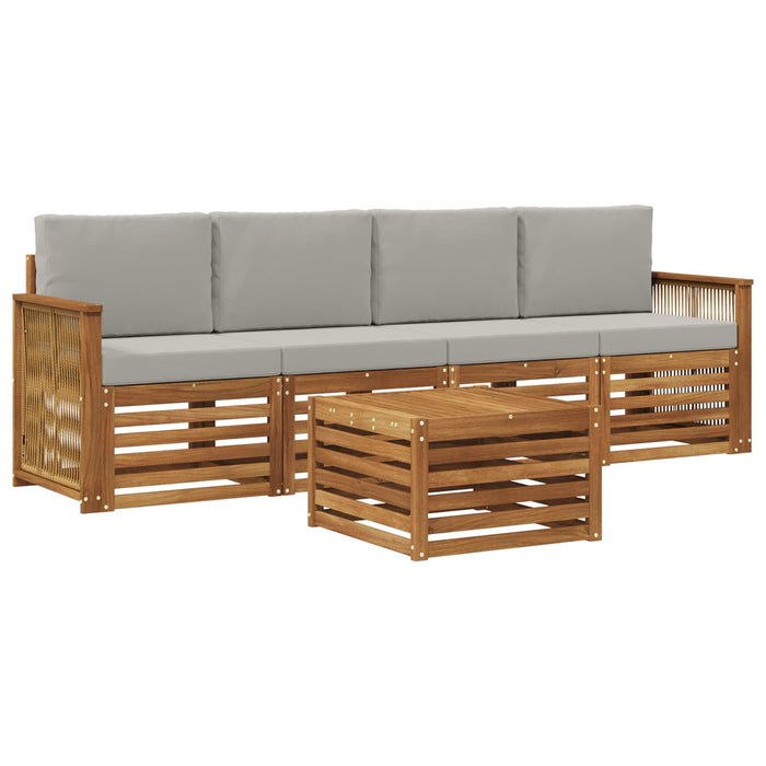 Set de canapele de exterior 5 pcs Natural și gri deschis WALTI