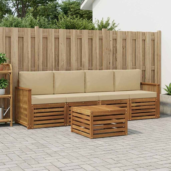 Set de canapele de exterior cu pernă 5 pcs Natural și Bej WALTI