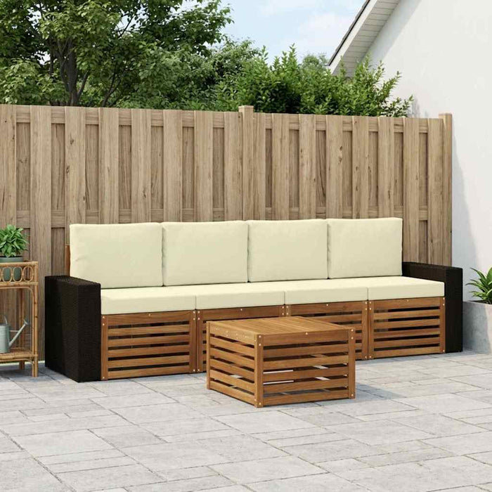 Set de canapele de exterior cu pernă 5 pcs Natural și Crem WALTI