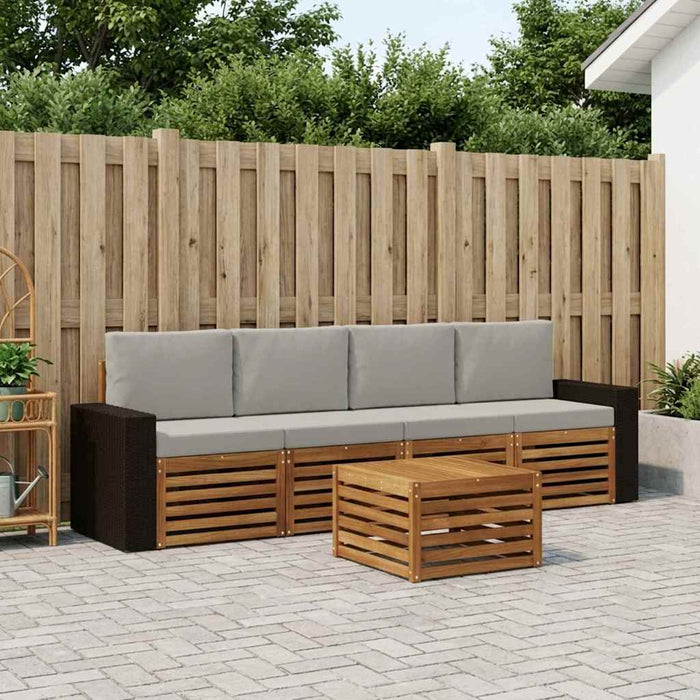 Set de canapele de exterior 5 pcs Natural și gri deschis WALTI