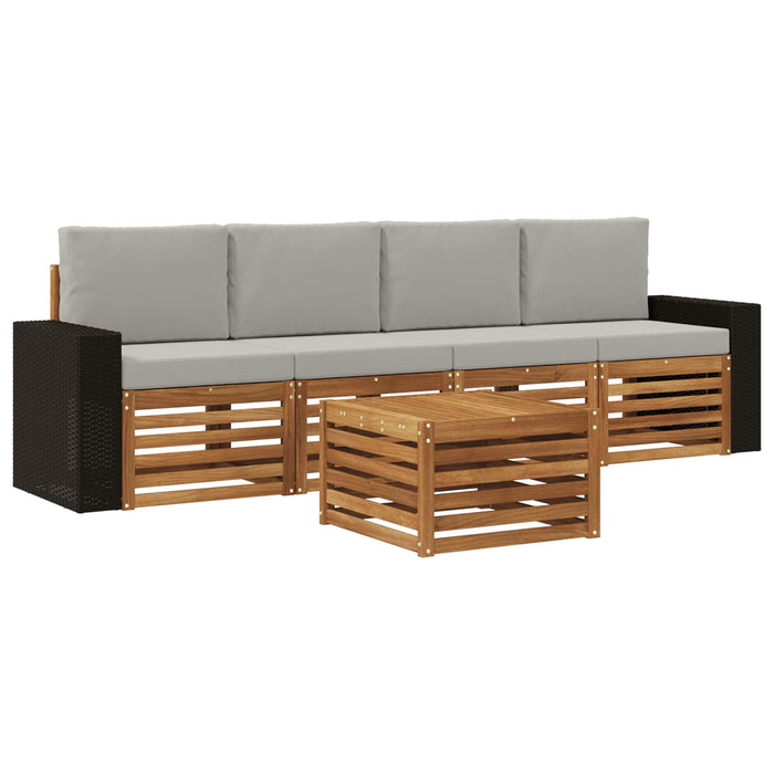 Set de canapele de exterior 5 pcs Natural și gri deschis WALTI