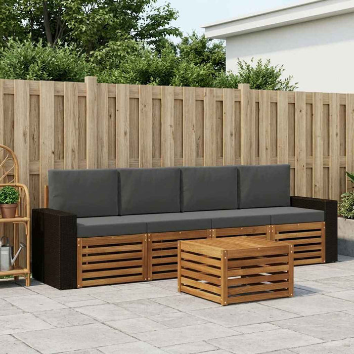 Set de canapele de exterior cu pernă 5 pcs Natural și Antracit WALTI