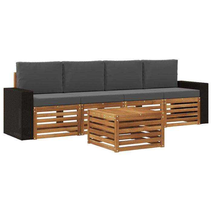 Set de canapele de exterior cu pernă 5 pcs Natural și Antracit WALTI