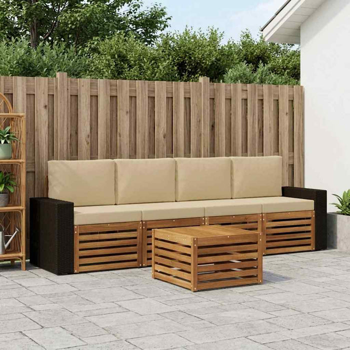 Set de canapele de exterior cu pernă 5 pcs Natural și Bej WALTI
