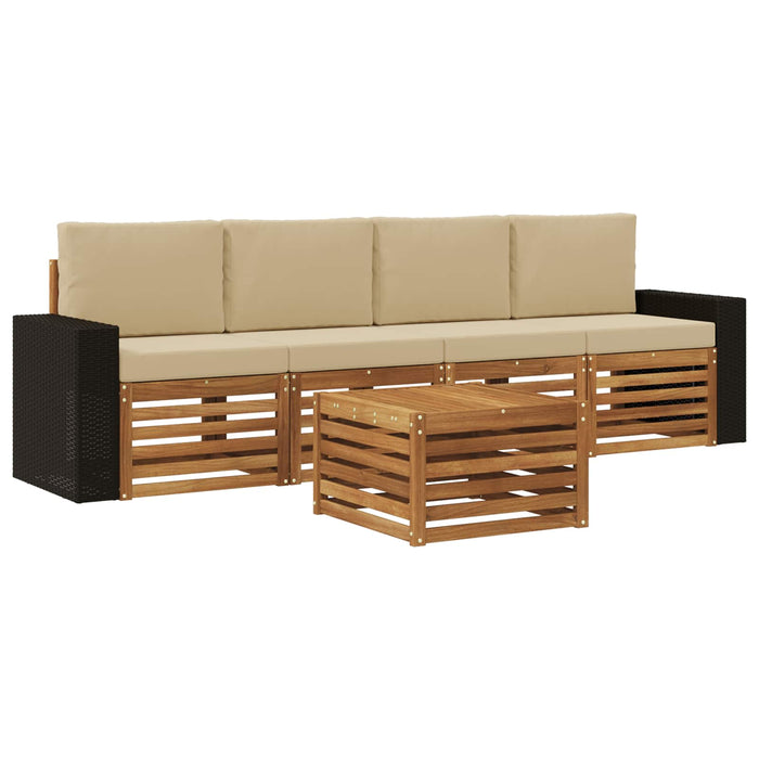 Set de canapele de exterior cu pernă 5 pcs Natural și Bej WALTI