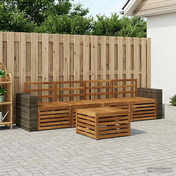 Set de canapele de exterior 5 pcs natural Lemn Solid de Acacia WALTI