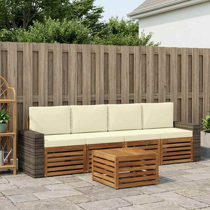 Set de canapele de exterior cu pernă 5 pcs Natural și Crem WALTI