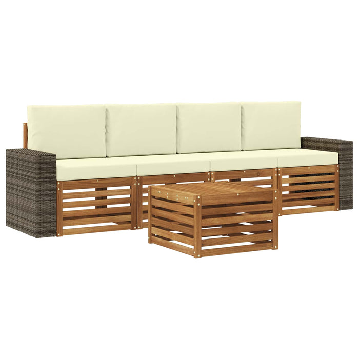 Set de canapele de exterior cu pernă 5 pcs Natural și Crem WALTI