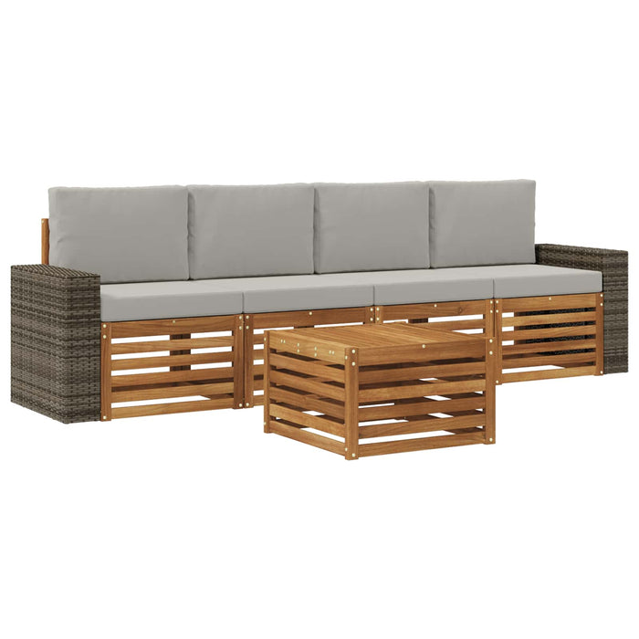 Set de canapele de exterior 5 pcs Natural și gri deschis WALTI