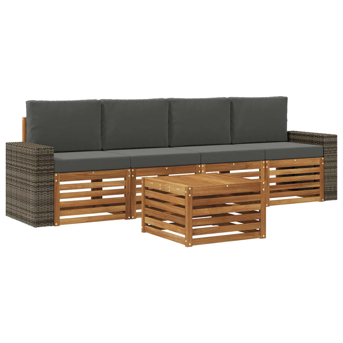 Set de canapele de exterior cu pernă 5 pcs Natural și Antracit WALTI