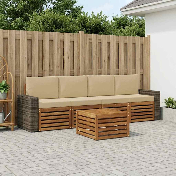 Set de canapele de exterior cu pernă 5 pcs Natural și Bej WALTI