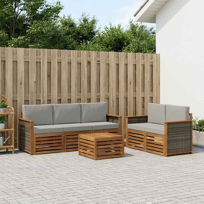 Seturi de canapele cu pernă 6 pcs Lemn Solid de Acacia WALTI