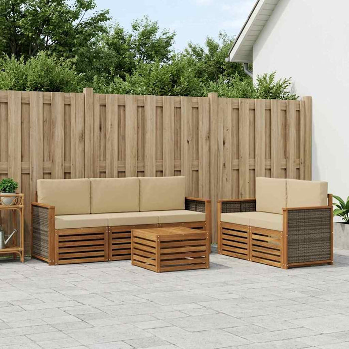 Seturi de canapele cu pernă 6 pcs Lemn Solid de Acacia WALTI