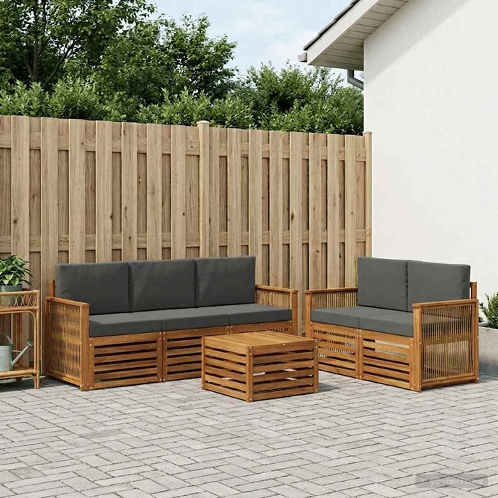 Seturi de canapele cu pernă 6 pcs Lemn Solid de Acacia WALTI