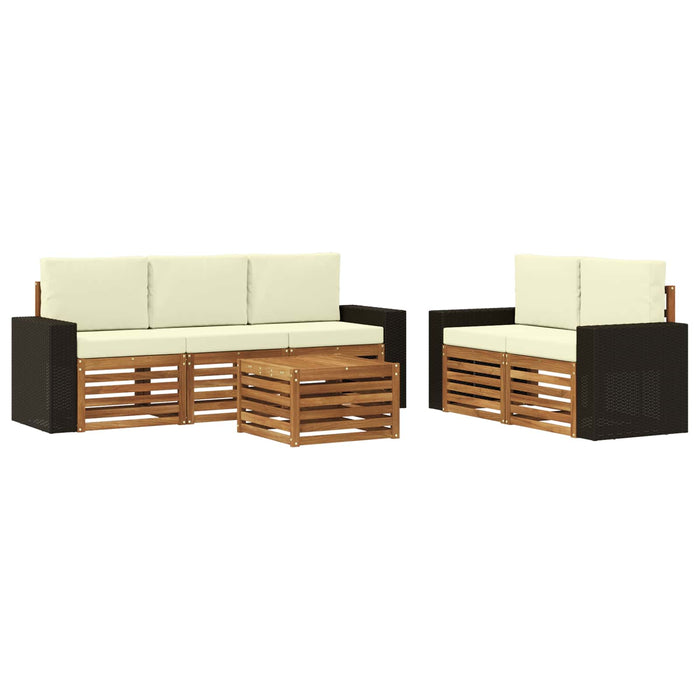 Seturi de canapele cu pernă 6 pcs Lemn Solid de Acacia WALTI