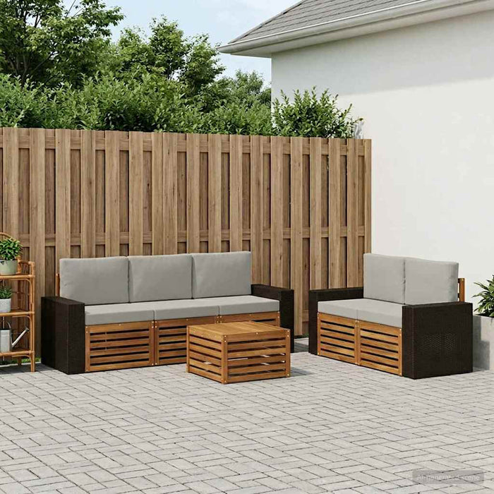 Seturi de canapele cu pernă 6 pcs Lemn Solid de Acacia WALTI