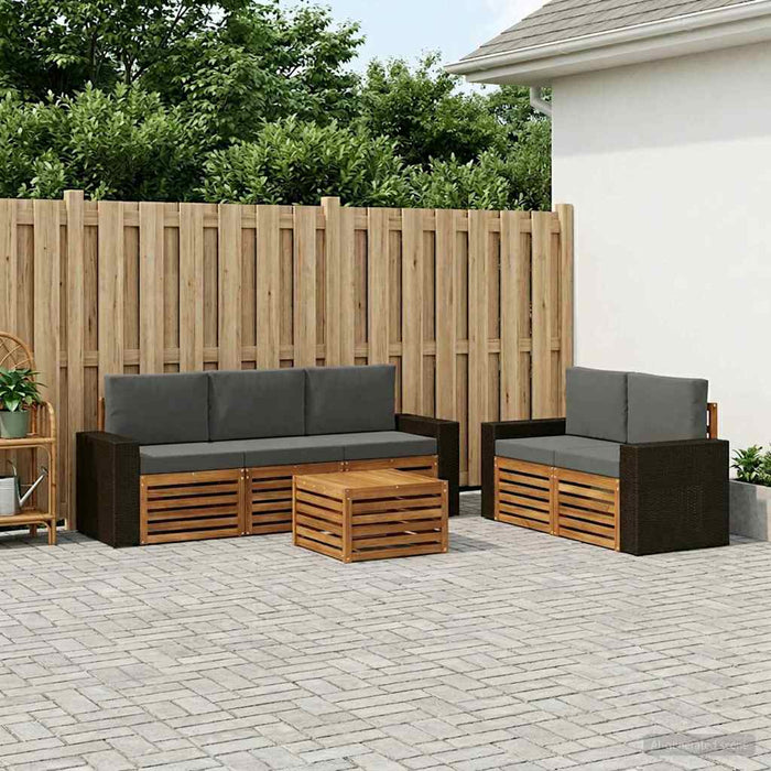 Seturi de canapele cu pernă 6 pcs Lemn Solid de Acacia WALTI
