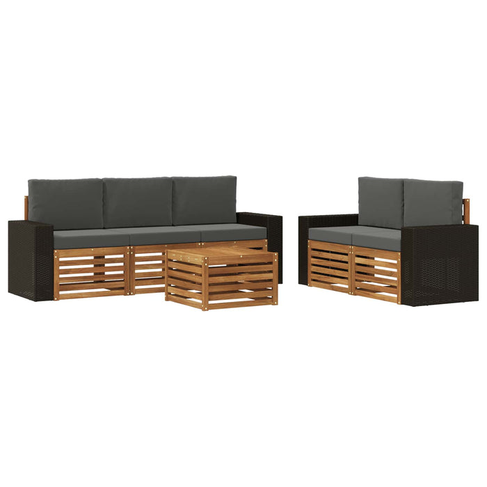 Seturi de canapele cu pernă 6 pcs Lemn Solid de Acacia WALTI