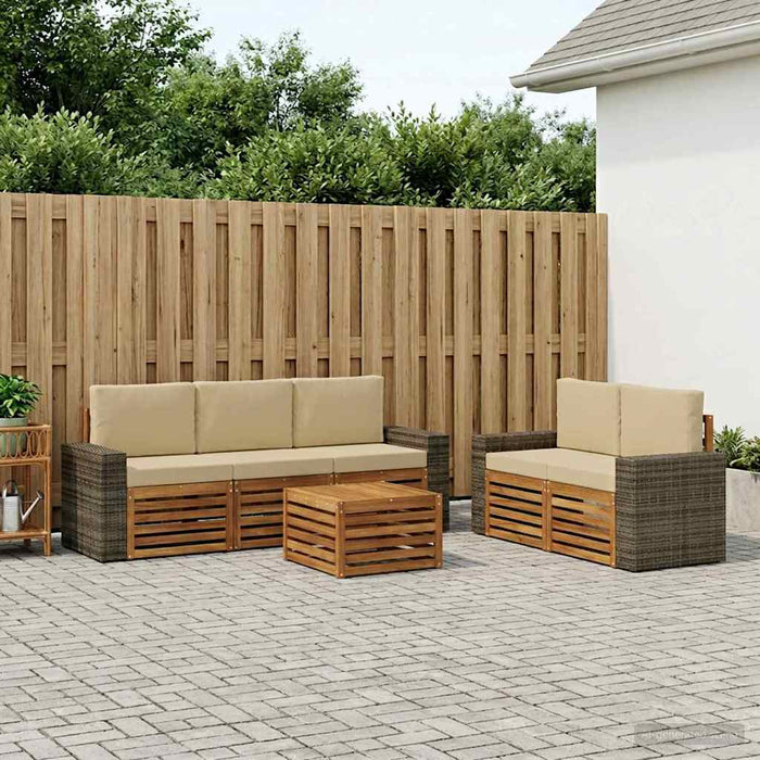 Seturi de canapele cu pernă 6 pcs Lemn Solid de Acacia WALTI