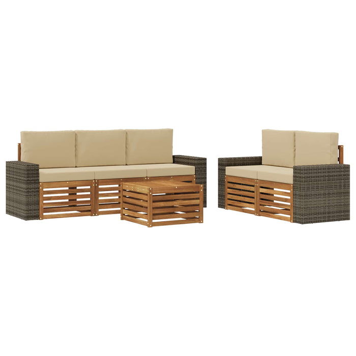 Seturi de canapele cu pernă 6 pcs Lemn Solid de Acacia WALTI
