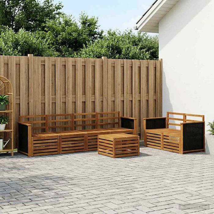 Set de canapele de exterior 7 pcs natural Lemn Solid de Acacia WALTI