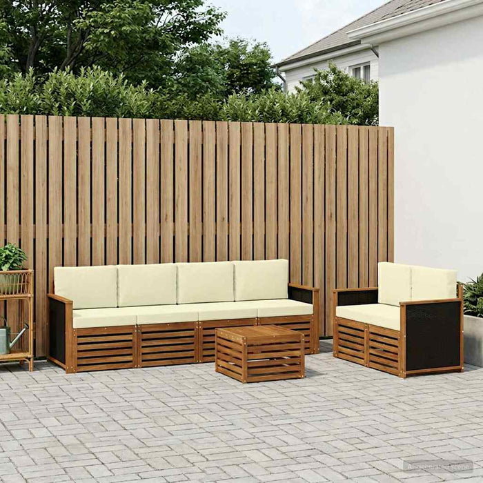 Set de canapele de exterior cu pernă 7 pcs Natural și Crem WALTI