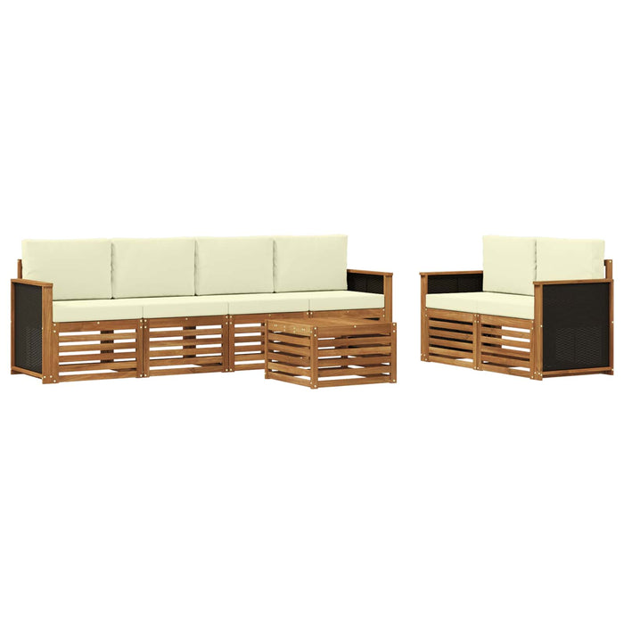Set de canapele de exterior cu pernă 7 pcs Natural și Crem WALTI