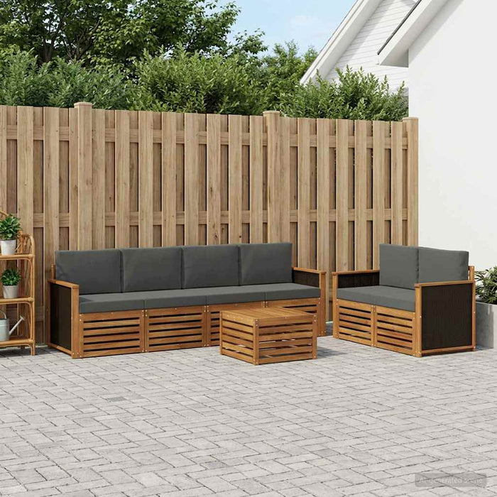 Set de canapele de exterior cu pernă 7 pcs Natural și Antracit WALTI