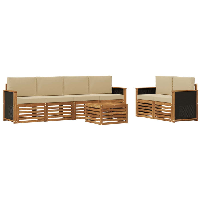 Set de canapele de exterior cu pernă 7 pcs Natural și Bej WALTI
