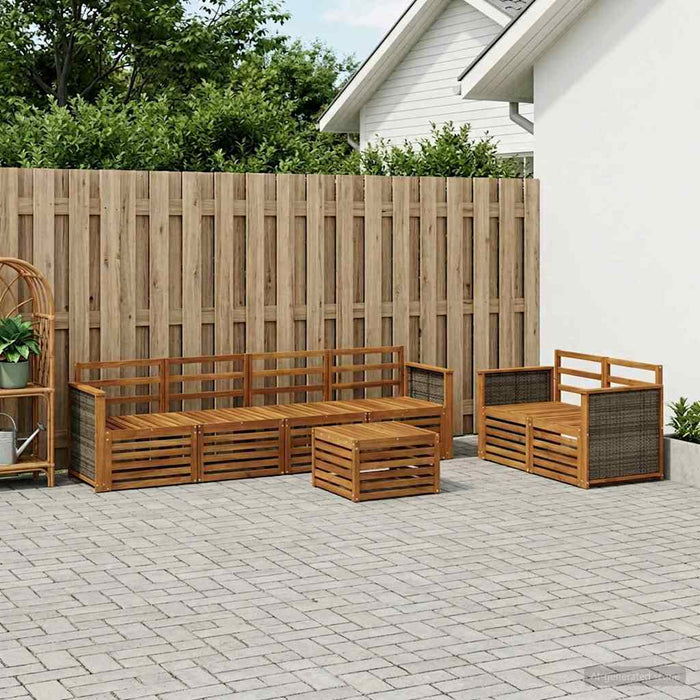 Set de canapele de exterior 7 pcs natural Lemn Solid de Acacia WALTI